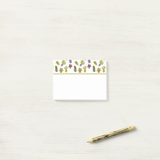 Cute Cactus Natuur Succulents Pattern Post-it® Notes (Op bureau)
