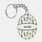 Cute Cactus Natuur Succulents Pattern Sleutelhanger (Voorkant Links)