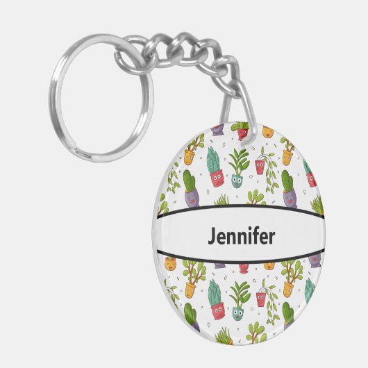 Cute Cactus Natuur Succulents Pattern Sleutelhanger (Voorkant Links)