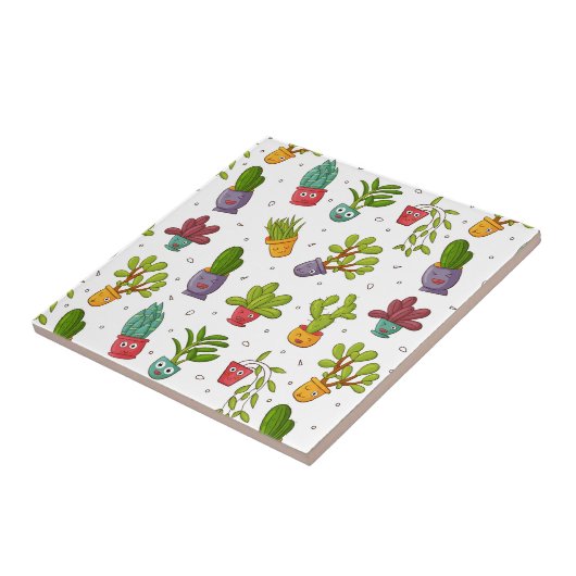 Cute Cactus Natuur Succulents Pattern Tegeltje (Zijkant)