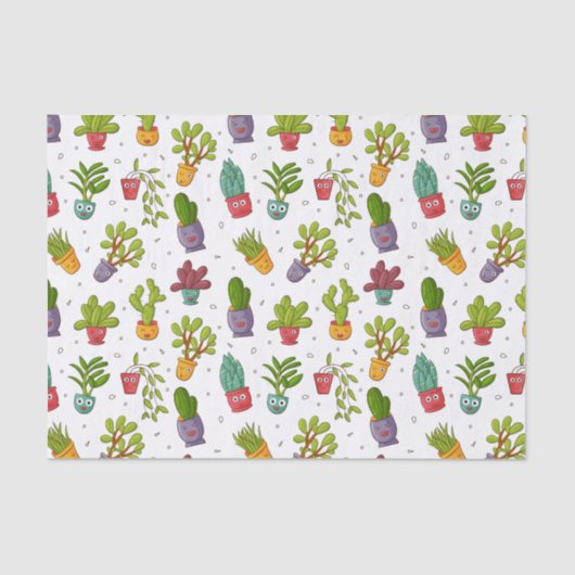 Cute Cactus Natuur Succulents Pattern Tissuepapier (Voorkant)