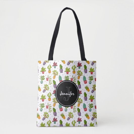 Cute Cactus Natuur Succulents Pattern Tote Bag (Voorkant)