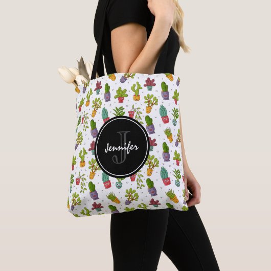 Cute Cactus Natuur Succulents Pattern Tote Bag (Dichtbij)