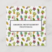 Cute Cactus Natuur Succulents Pattern Vierkante Visitekaartje (Voorkant)