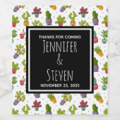 Cute Cactus Natuur Succulents Pattern Wedding Wijn Etiket (Enkel label)