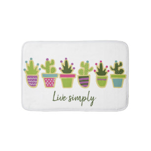 Cute cactus-ontwerp met aangepaste achtergrondkleu badmat