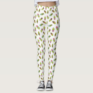 Cute cactus-ontwerp met aangepaste achtergrondkleu leggings