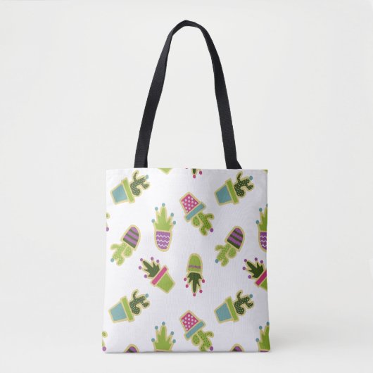 Cute cactus-ontwerp met aangepaste achtergrondkleu tote bag (Voorkant)