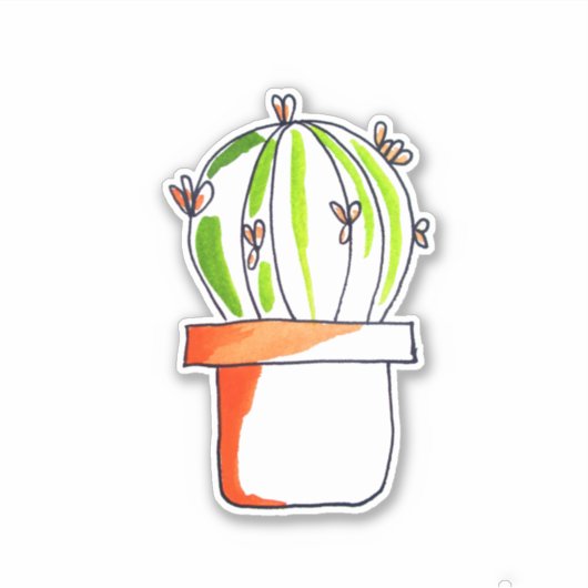 Cute cactus original art illustratie sticker (Voorkant)