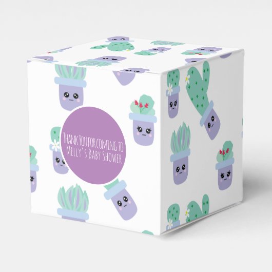 Cute Cactus Patroon Cartoon Bedankt Bedankdoosjes (Voorkant Zijde)