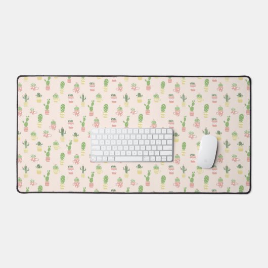 Cute Cactus Pattern Bureaumat (Keyboard & Muis)