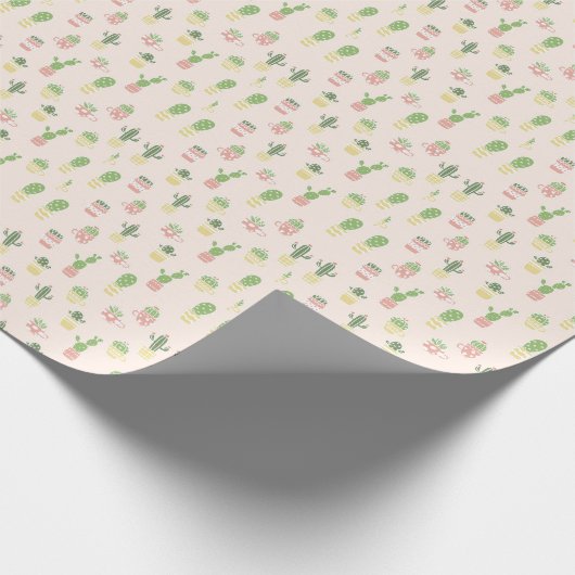 Cute Cactus Pattern Cadeaupapier (Hoek)
