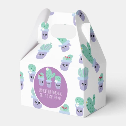 Cute Cactus Pattern Cartoon Bedankt voor het promo Bedankdoosjes (Voorkant Zijde)