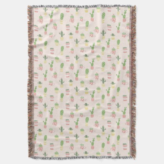 Cute Cactus Pattern Deken (Voorkant Verticaal)
