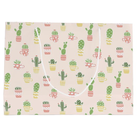 Cute Cactus Pattern Groot Cadeauzakje (Achterkant)