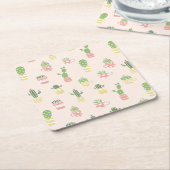 Cute Cactus Pattern Kartonnen Onderzetters (Schuin)