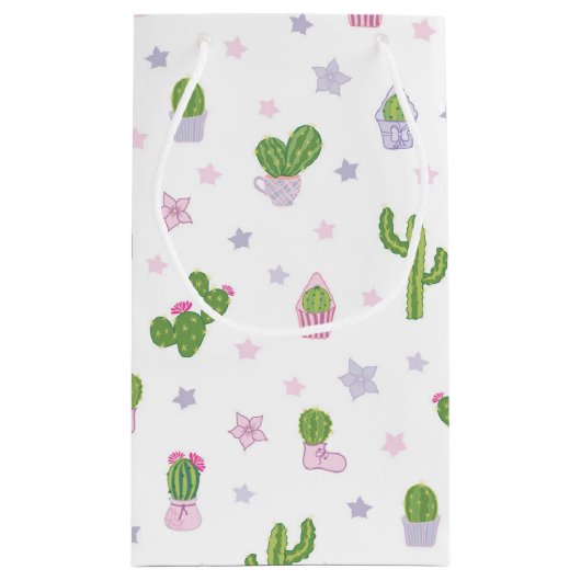 Cute Cactus Pattern Klein Cadeauzakje (Achterkant)