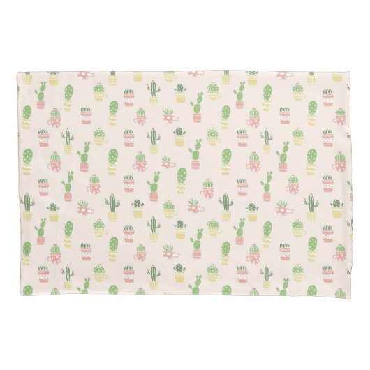 Cute Cactus Pattern Kussensloop (Voorkant-Links)
