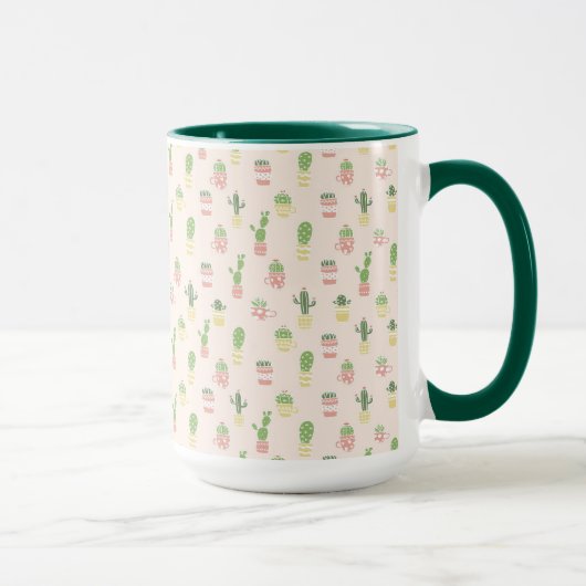 Cute Cactus Pattern Mok (Rechts)