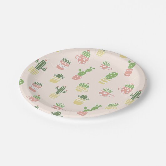 Cute Cactus Pattern Papieren Bordje (Gekanteld)