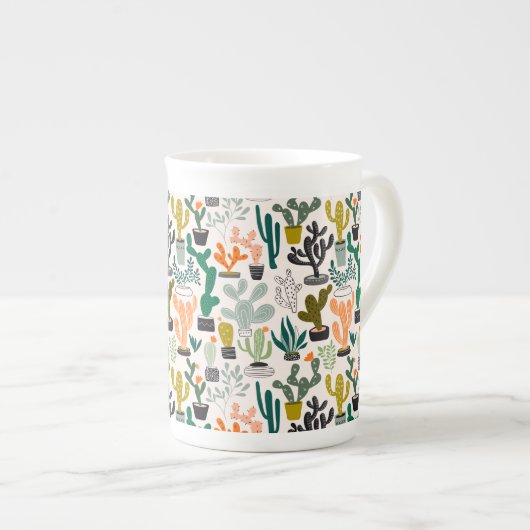 Cute Cactus Pattern Porselein Kop (Voorkant rechts)