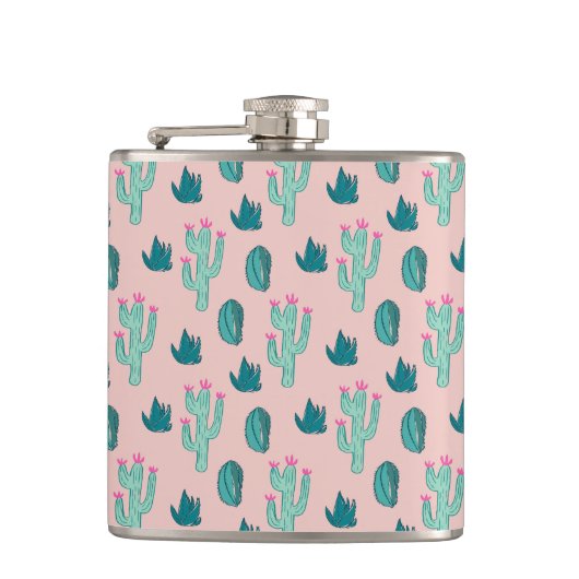 Cute Cactus Pattern roze Green Heupfles (Voorkant)