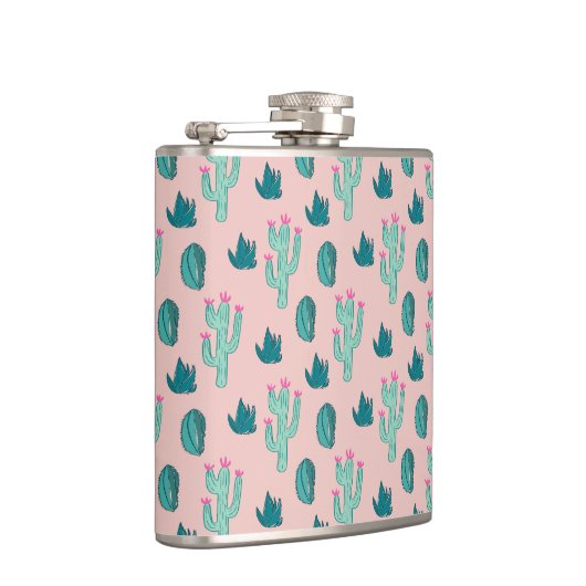 Cute Cactus Pattern roze Green Heupfles (Rechts)