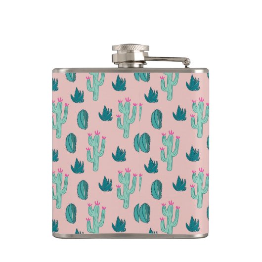 Cute Cactus Pattern roze Green Heupfles (Achterkant)