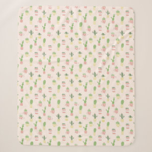 Cute Cactus Pattern Sherpa Deken