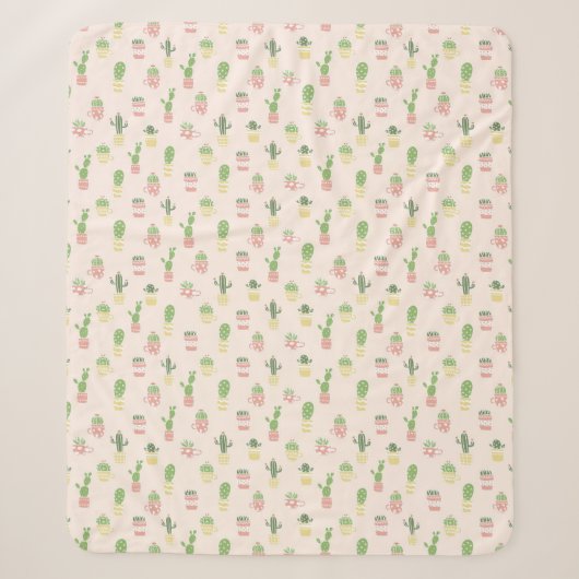 Cute Cactus Pattern Sherpa Deken (Voorkant)