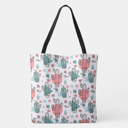 Cute Cactus Pattern Tote Bag (Achterkant)