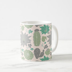 Cute Cactus Peach Gray Succulents and Name Koffiemok