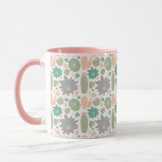 Cute Cactus Pink Green Grey Succulents Mok (Links)
