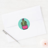 Cute Cactus Pink Pot Flower Stickers (Envelop)