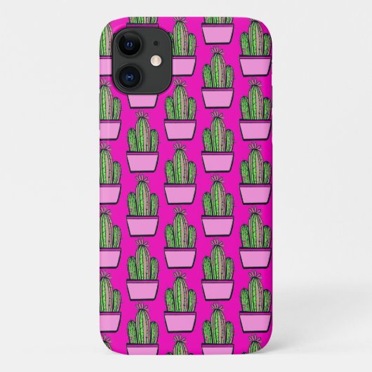 Cute Cactus Pink Pot Pattern op Roze Case-Mate iPhone Case (Achterkant)