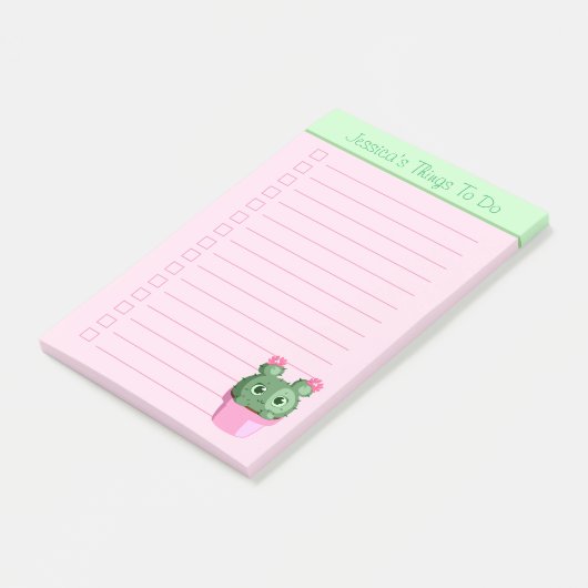 Cute Cactus Plant op persoonlijke titel Post-it® Notes (Schuin)