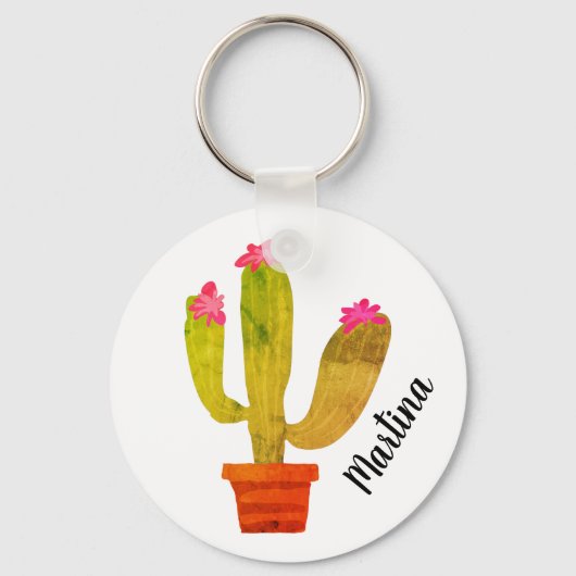 Cute cactus plant sleutelhanger met aangepaste naa (Voorkant)