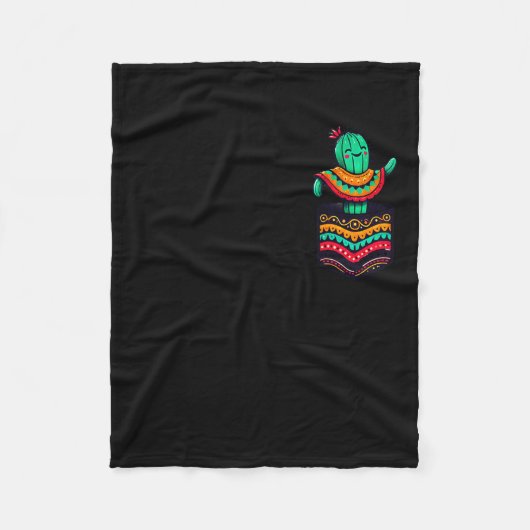 Cute cactus pocket serape cinco de mayo mexican fleece deken (Voorkant)
