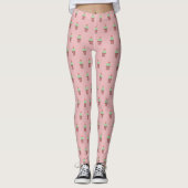 Cute Cactus Pot Plant Blooming Botanisch Patroon Leggings (Voorkant)