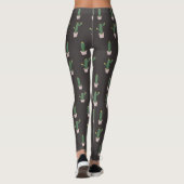 Cute Cactus Pot Plant Patroon   Leggings (Achterkant)