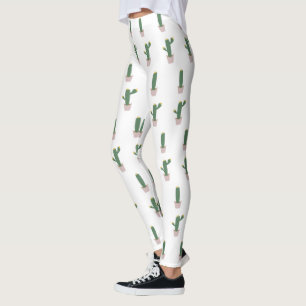 Cute Cactus Pot Plant Pattern Leggings
