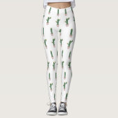 Cute Cactus Pot Plant Pattern Leggings (Voorkant)