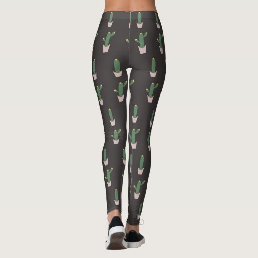 Cute Cactus Pot Plant Pattern Leggings (Achterkant)