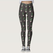 Cute Cactus Pot Plant Pattern Leggings (Voorkant)