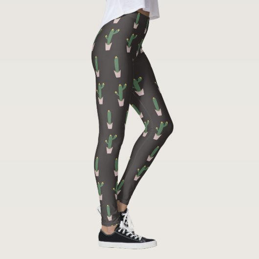 Cute Cactus Pot Plant Pattern Leggings (Rechts)