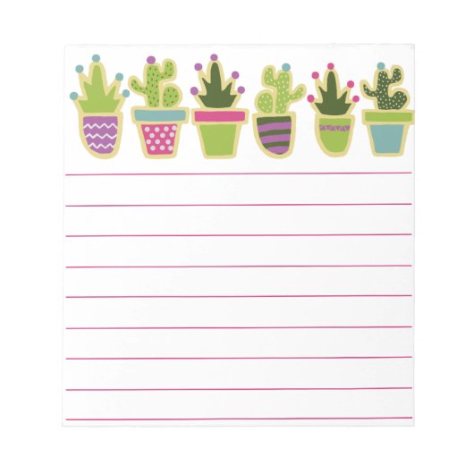 Cute cactus pots design notitieblok (Voorkant)