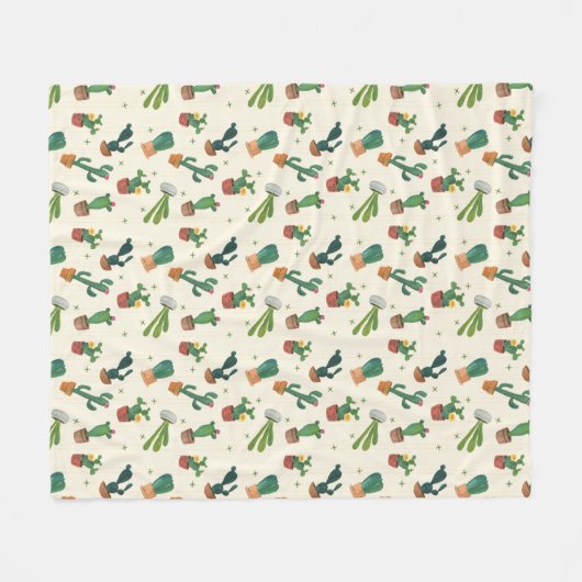 Cute Cactus Print Blanket Fleece Deken (Voorkant (Horizontaal))