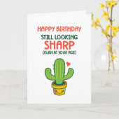 Cute Cactus Pun Kijkend Sharp Funny Birthday Kaart (Gele Bloem)