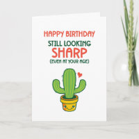 Cute Cactus Pun Kijkend Sharp Funny Birthday