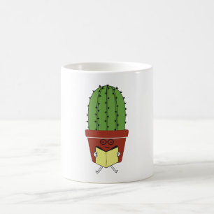 Cute Cactus Reading Books Funny Book Lover Reader Koffiemok